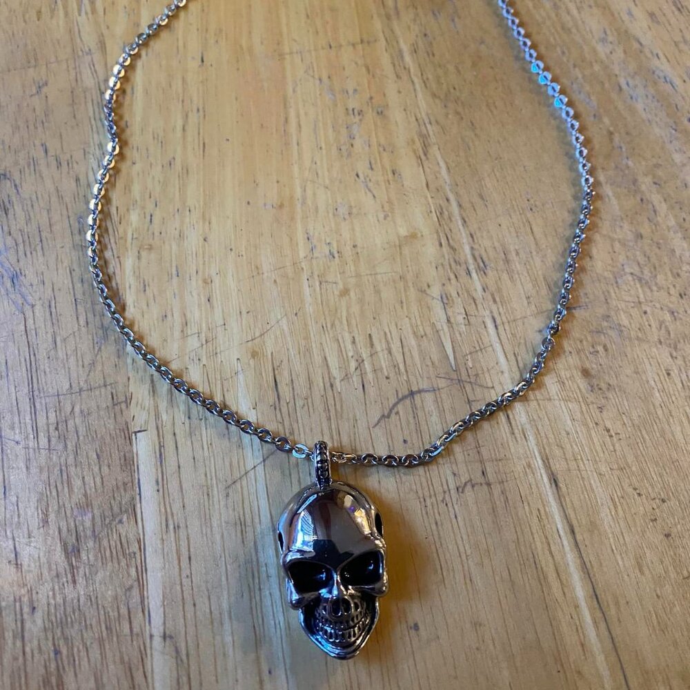 Silvertone Skull Necklace 19.5 inches long 5/$25